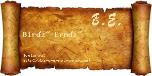 Biró Ernő névjegykártya